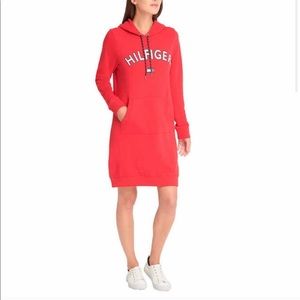 TOMMY HILFIGER Ladies Red Sweatshirt Hood Dress M